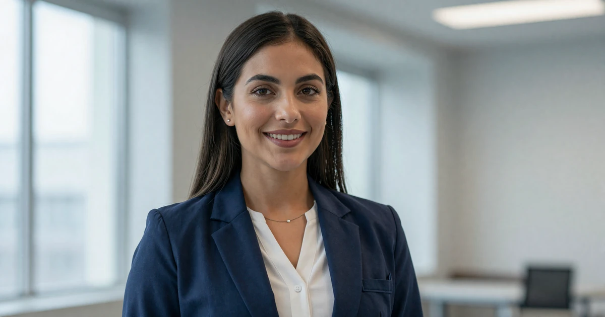 Female orthopedic surgeon smiling confidently in a modern clinic