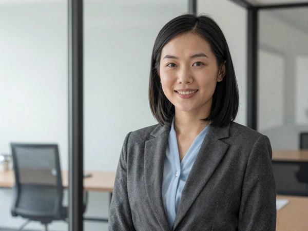 Female nephrologist smiling in a bright modern office